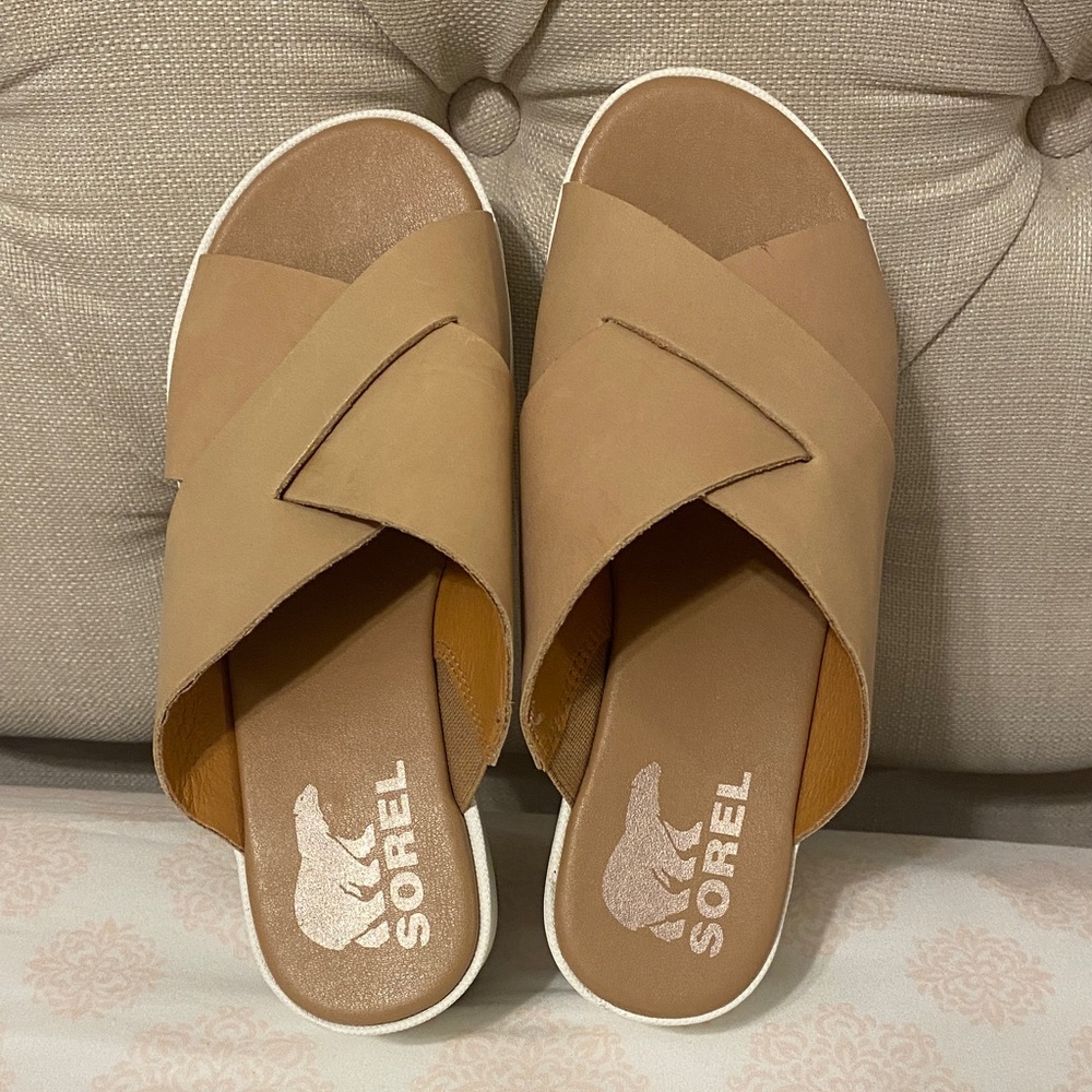 Sorel Women's Tan Crossover Mules - Picture 2 of 4